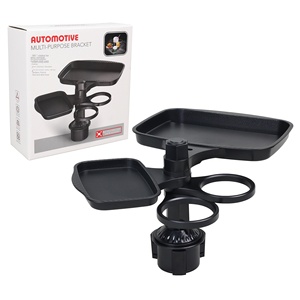 Bandeja de mesa de comedor de coche ABS giratoria multifuncional de 360 grados, portavasos frontal para almacenamiento de espacio pequeño, plato de cena para bebidas - Product Image 2