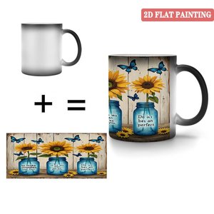 Heat Reveal <b>Ceramic</b> <b>Mug</b> 11oz Frosted Black Magic Cup With Sunflower Design For Father's Day Gift - Product Image 4