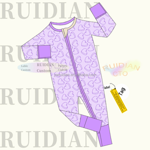 Pijama de Bambú con Estampado Informal Little Sleepie para Primavera, Mono de Bambú con Cremallera de Dos Vías para Niñas, Regalo de San Valentín - Product Image 3