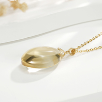 YBO femmes à la mode 18K plaqué or argent Sterling 925 pendentif collier goutte d'eau Citrine avec pierre précieuse naturelle livraison directe