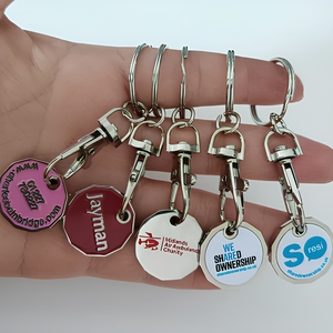 Porte-clés personnalisé en métal pour jeton de chariot de supermarché, support de pièces de monnaie en <span class=keywords><strong>euros</strong></span> et livres avec votre propre logo - Product Image 2