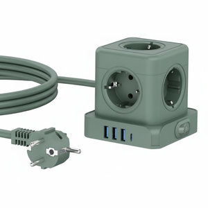 Adaptador de Viaje Todo en Uno Kabbol con 5 Tomas Europeas y Carga Rápida USB-C PD, Enchufe Universal Portátil Tipo Cubo con Salida de 18W - Product Image 1