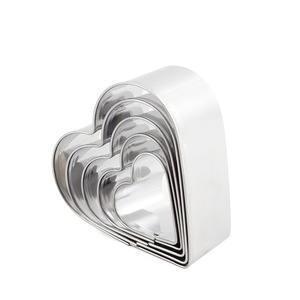 Stainless Steel Cookie <b>Cutter</b> Mousse Ring Round Square Heart Shape 10 Pcs Baking Mold Cake Mold - Product Image 5