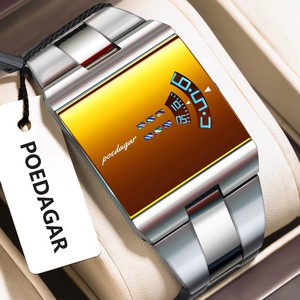 Poedagar 857 Orologio <span class=keywords><strong>da</strong></span> <span class=keywords><strong>Polso</strong></span> di Alta Qualità <span class=keywords><strong>per</strong></span> Uomo con Quadrante Quadrato, Cinturino in Acciaio Inossidabile, Impermeabile, Movimento <span class=keywords><strong>al</strong></span> <span class=keywords><strong>Quarzo</strong></span> - Product Image 5