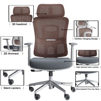 Chaise de bureau ergonomique moderne en tissu maillé respirant, hauteur réglable, pivotante à 360 degrés, avec support lombaire, dossier haut, pour école et hôtel