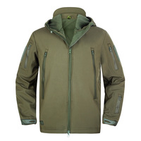Chaqueta Táctica con Capucha para Exteriores, Cálida, de Softshell, con Bolsillos con Cremallera Seguros para Entrenamiento de Campo y Uso Diario