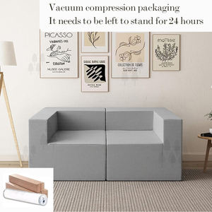 Sofá moderno de compresión de espuma supersuave de 2 plazas, sofá convertible gris para dormir, sofás modulares modernos para sala de estar - Product Image 3