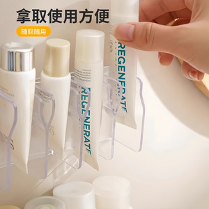 Bathroom Wall Mounted Storage Rack 4 Layers No Drill <b>Toothpaste</b> Facial Wash Organizer Multi Compartment Durable - Product Image 2