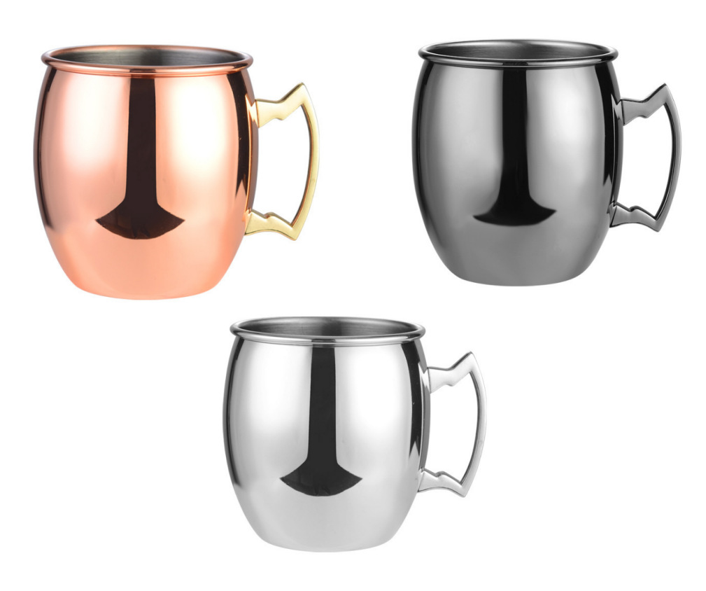 Горячая продажа ретро медные кружки Moscow Mule кружки из нержавеющей стали медное покрытие золото с ручками