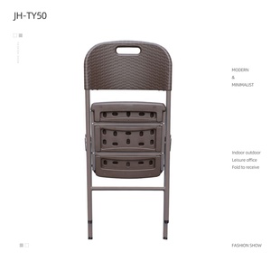 Rattan <span class=keywords><strong>marrone</strong></span> bianco da esterno con gambe in metallo sedia pieghevole in plastica soffiata - Product Image 5