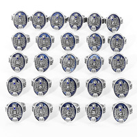 Bague de l'alphabet anglais 26 The Vampire Diaries Blue Gem Jewelry for Fans Anime Adjustable Ring