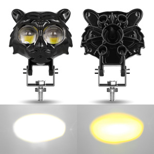 ชุดไฟหน้ารถจักรยานยนต์ LED นกฮูกเสือ2ชิ้นสีเหลืองขาว hi/lo โคมไฟตัดหมอกขับขี่รถจักรยานยนต์ - Product Image 4