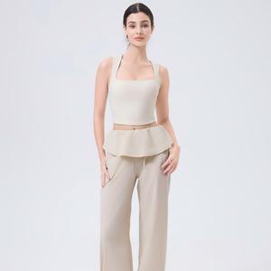 Wholesale Square Neck Longline Sports Tank <b>Top</b> Women <b>Back</b> Hollow Out Padded Yoga Vest Gym Slim Fit Pilates Workout Activewear - Product Image 3