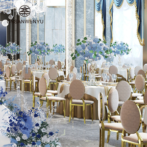 Cadeiras de Casamento Douradas Empilháveis Modernas |   Cadeiras de Jantar de Luxo em Aço Inoxidável para Eventos e Banquetes em Hotéis - Product Image 2