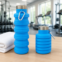 Bouteille d'eau pliable en silicone écologique avec mousqueton 500 ml – Gourde portable à boire directement pour l'escalade en extérieur