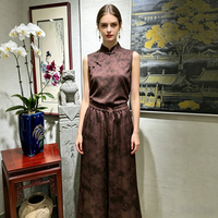 Pantalon décontracté pour femme, style chinois, taille élastique, amincissant, en soie Xiangyun Sha, coupe droite et large, 7931