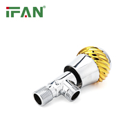 IFAN Superventas Grifo de Ángulo Moderno para Cocina y Baño, Válvula de Corte de Agua de 1/2 Pulgada, 2 Vías, Manija Plateada, Latón, Fácil Instalación