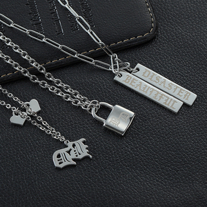 Collares de Joyería de Moda, Collar Personalizado de Acero Inoxidable Plateado para Hombre, Collar con Pedrería - Product Image 3