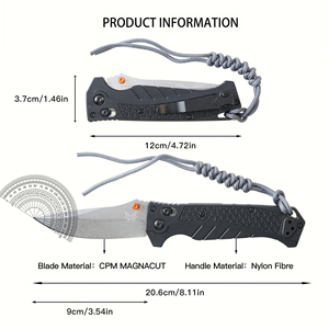 มีดพับ BM18060 ใบมีดสแตนเลสทรงดรอปพอยต์ ด้ามจับสีดำ สำหรับกิจกรรมกลางแจ้ง EDC พร้อมปุ่มหมุน OEM - Product Image 6