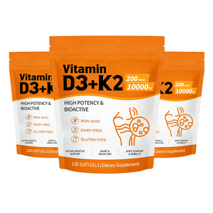 Cápsulas de Gel Suave de Vitamina <span class=keywords><strong>D3</strong></span> + K2 a Precio de Fábrica, Suplementos para la Salud Ósea y Aumento de Energía para Hombres y Mujeres - Product Image 1