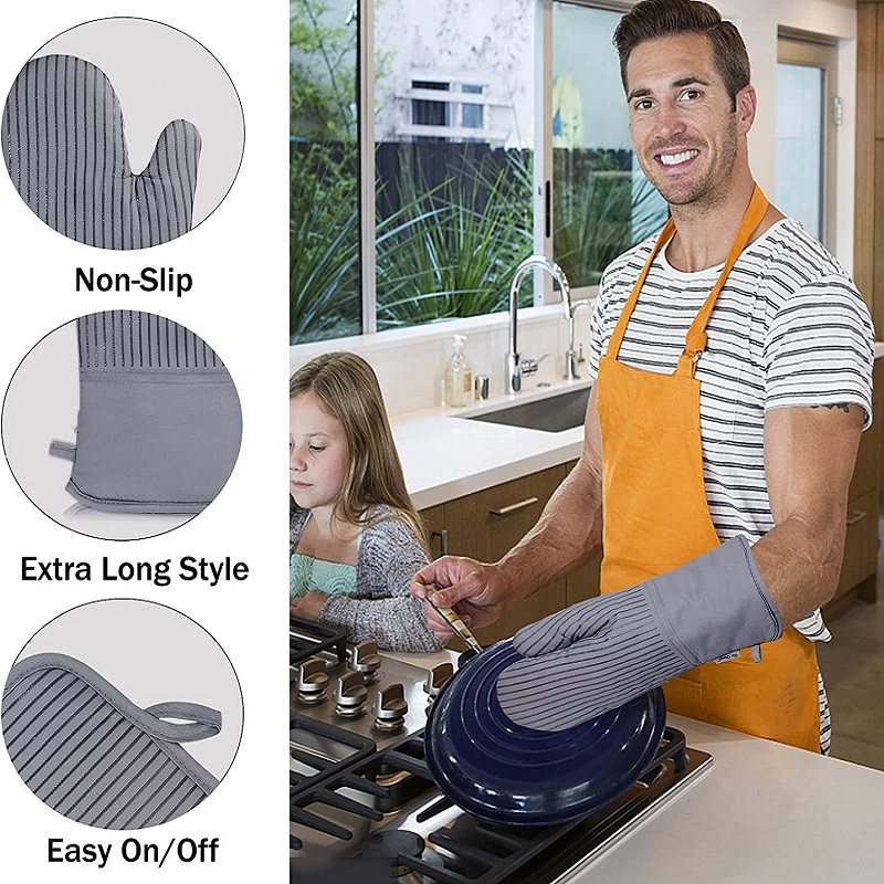 Walfos Guanto da cucina per forno in silicone Resistente al calore Cottura spessa Guanti per barbecue Guanti da forno Gadget da cucina Accessori da cucina