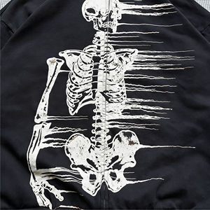 <span class=keywords><strong>Felpa</strong></span> da uomo con cappuccio con cappuccio <span class=keywords><strong>oversize</strong></span> grafica da Streetwear rosso con scheletro <span class=keywords><strong>oversize</strong></span> - Product Image 3