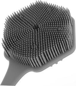 Éponge exfoliante corporelle en silicone tendance avec long manche, brosse en nylon et acier inoxydable pour le cuir chevelu et le dos, pour le bain - Product Image 3