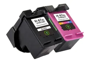 Yelbes 67XL 67 XL Premium noir cartouche à jet d'encre couleur remanufacturée pour HP67 pour imprimante <span class=keywords><strong>HP</strong></span> ENVY <span class=keywords><strong>6000</strong></span> <span class=keywords><strong>DeskJet</strong></span> 1255 2700 - Product Image 1