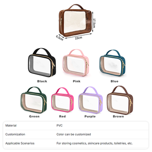 Bolsa de Maquillaje Portátil que Ahorra Espacio con Asa Superior de PVC Transparente para Viajes en <span class=keywords><strong>Crucero</strong></span> y Clasificación de Compartimentos de Equipaje - Product Image 3