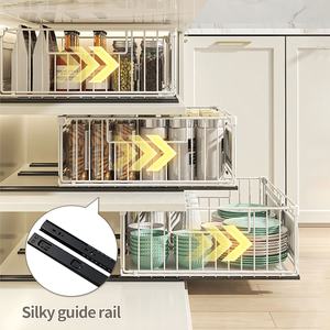 <span class=keywords><strong>Organizzatore</strong></span> per armadio estraibile profondo larghezza espandibile <span class=keywords><strong>pentole</strong></span> e padelle portaoggetti ripiano scorrevole regolabile - Product Image 3