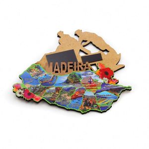 Imanes de nevera personalizables de MDF con diseño de la isla de Madeira, Portugal, recortados y impresos. - Product Image 2