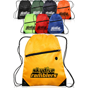 New Fashion Custom Logo Sport Gym 210D Polyester <b>Drawstring</b> Backpack String <b>Drawstring</b> Sports <b>Bag</b> with Zipper Headphone Hole - Product Image 2