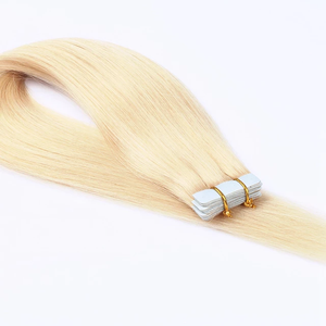 Extensiones de cabello rubio europeo con cutículas alineadas # 60 60a # Extensiones de cabello rubio platino 613, lacio y sedoso, con cinta adhesiva suave. - Product Image 3