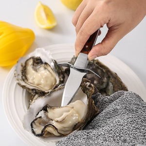 Manjia Premium resistente al taglio guanti manico in legno coltello ostrica spremiagrumi frutti di mare Set di ostriche <span class=keywords><strong>Shucker</strong></span> aperto - Product Image 2