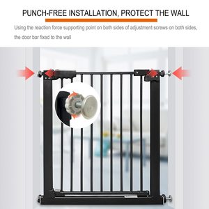 Barrière de sécurité moderne en acier au carbone et ABS pour animaux de compagnie, clôture pour <span class=keywords><strong>chien</strong></span>, barrière d'escalier intérieure pour la sécurité des enfants, avec porte bidirectionnelle et espacement de 3,5 cm - Product Image 4