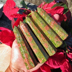 Tour d'obélisque Unakite de guérison de qualité supérieure pierre polie pour amour romantique connexion flamme jumelle énergie décor d'espace sacré - Product Image 1