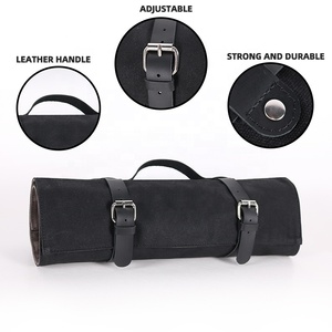 CHANGRONG personalizado marrón impermeable plegable de lona encerada cuero Chef cuchillo rollo bolsa OEM apoyo - Product Image 3