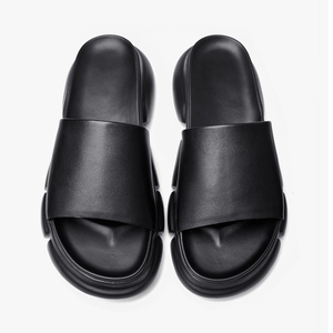 Nouvelles sandales d'hiver tendance 2025 pour hommes en cuir véritable, grandes tailles, pantoufles antidérapantes, tongs d'extérieur pour la plage, échantillon gratuit - Product Image 4