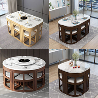 Ensemble de table à manger moderne en bois et marbre, personnalisé, de luxe, avec coins invisibles, pratique et extraordinaire, pour la vente en gros
