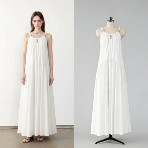 Fournisseur OEM Robe <span class=keywords><strong>midi</strong></span> à bretelles spaghetti et décolleté trou de serrure, style bohème pour vacances à la plage et décontractée, Usine chinoise - Product Image 1