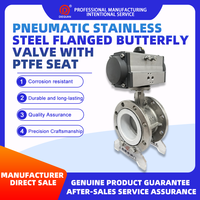 Vanne papillon pneumatique à joint PTFE en acier inoxydable 304 DN15-DN100 pour le contrôle de l'eau, du gaz et du mazout