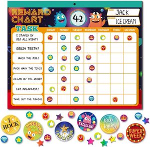 Gráfico de rutina educativa de incentivo magnético personalizado, pegatina de comportamiento para niños, gráfico de recompensa con 26 gráficos de tareas - Product Image 1