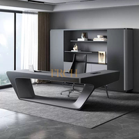 Mobilier de bureau en forme de L pour CEO Boss Manager Mobilier de bureau en noir et blanc au design de couleurs mélangées OEM