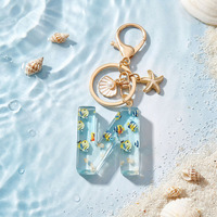 Porte-clés en résine Océan, Breloque de sac d'été avec poissons tropicaux, étoiles de mer et coquillages