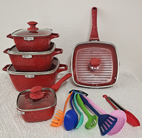 Ensemble de casseroles en aluminium 17 pièces Casseroles de cuisson commerciales en marbre antiadhésif Batterie de cuisine pour restaurant