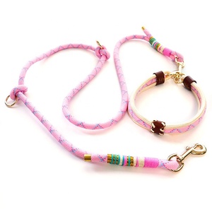 Conjunto de Correa y collar de perro trenzado de nailon multiusos ajustable de lujo <span class=keywords><strong>Elizabeth</strong></span> Cuerda gratis personalizada para perros y cachorros - Product Image 3