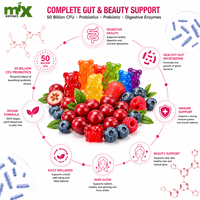 Gummies Probiotiques à la Canneberge 50 Milliards de CFU Marque Privée OEM avec Prébiotiques & Enzymes Digestives Saveur Baies Végétaliennes