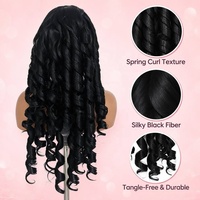Perruque synthétique noire bouclée afro 13x4 avec dentelle frontale, effet boucles printanières, pour femmes noires, ligne de cheveux naturelle, qualité salon