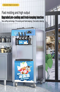 Machine à crème glacée commerciale debout libre 3 saveurs Machine à crème glacée molle Fastfood Restaurant utiliser la sorbetière - Product Image 4