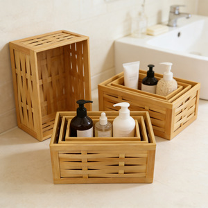 Bamboo Woven Storage <b>Basket</b> Rectangle Kitchen Food Container For Fruit <b>Bread</b> Snack Organization - Product Image 2